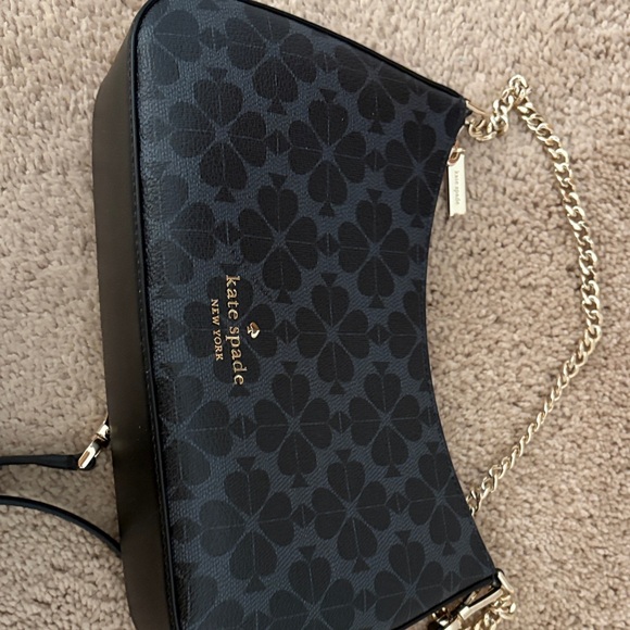 Kate Spade Black floral spade Pattern Shoulder Bag with Gold Chain and CB Strap - Picture 9 of 13